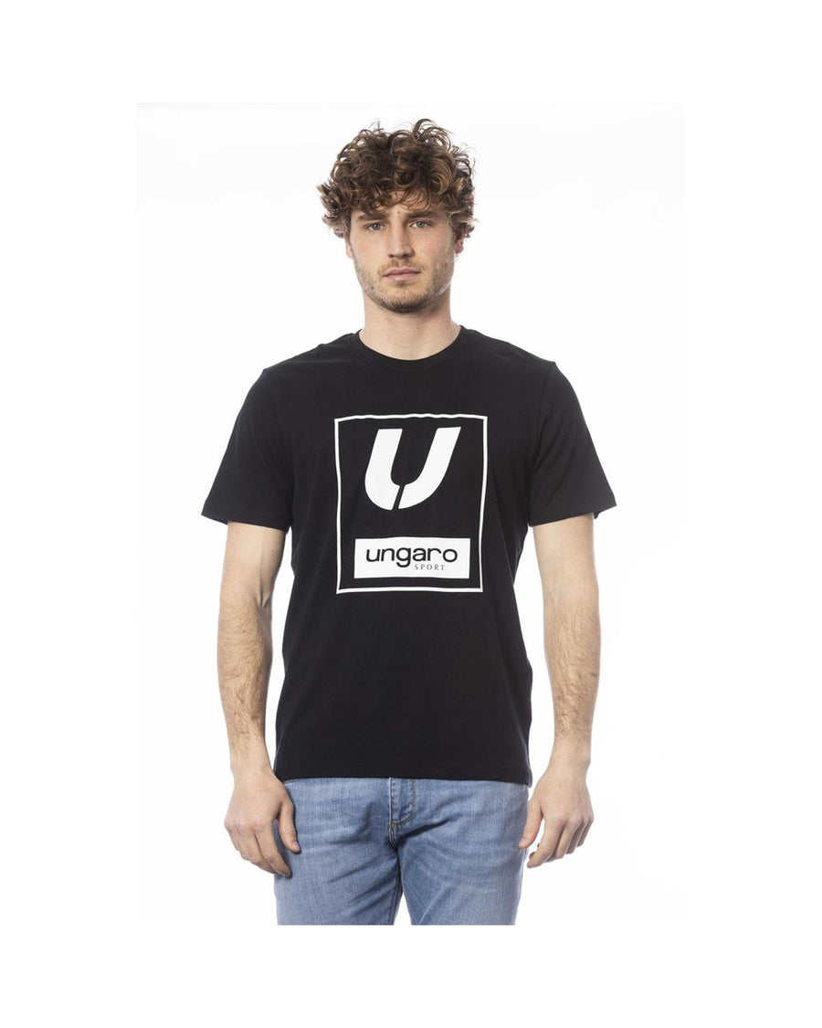 Ungaro Sport Men's Sleek Black Cotton Crew Neck Tee - XL