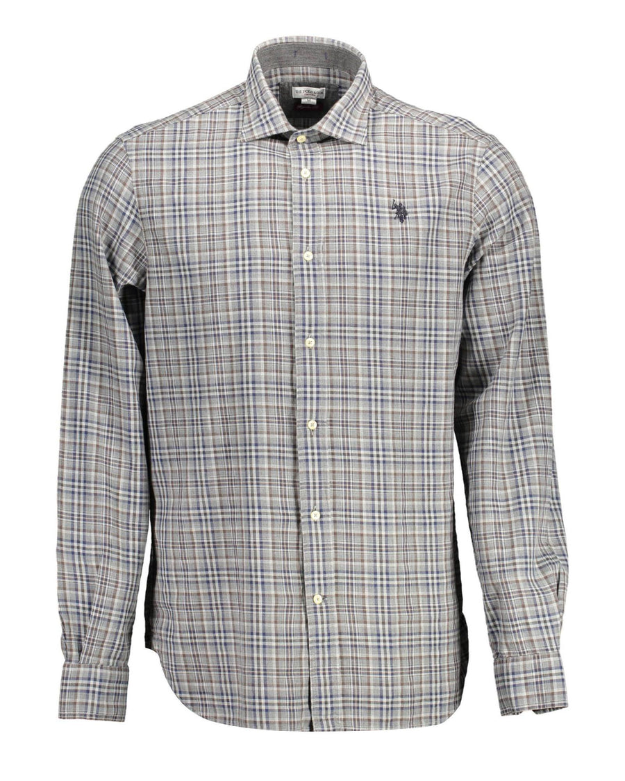 US POLO ASSN Men's Gray Cotton Shirt - XL