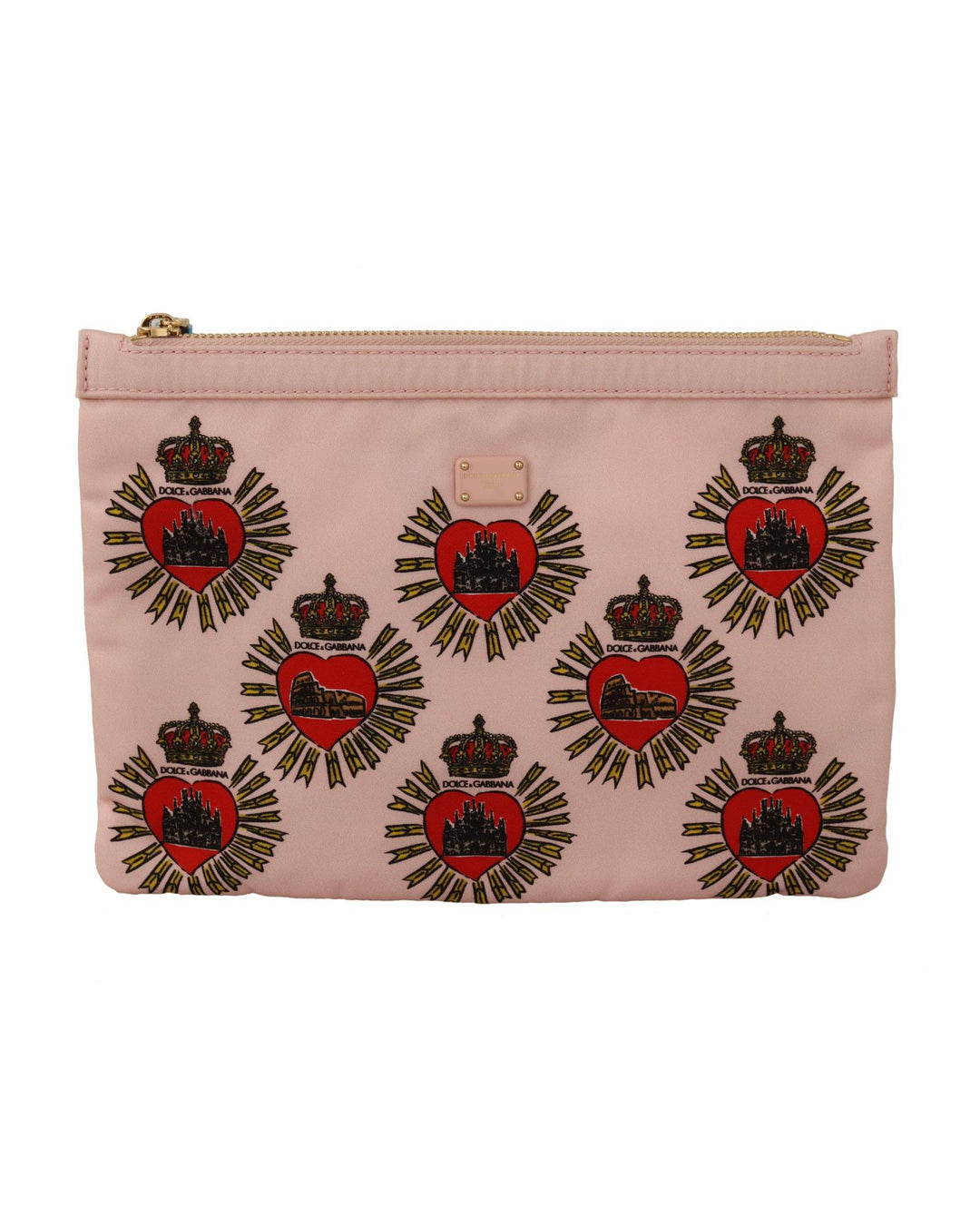 Dolce & Gabbana Women's Clutch Pink D&G Logo Devotion Heart Nylon Pouch Wallet - One Size