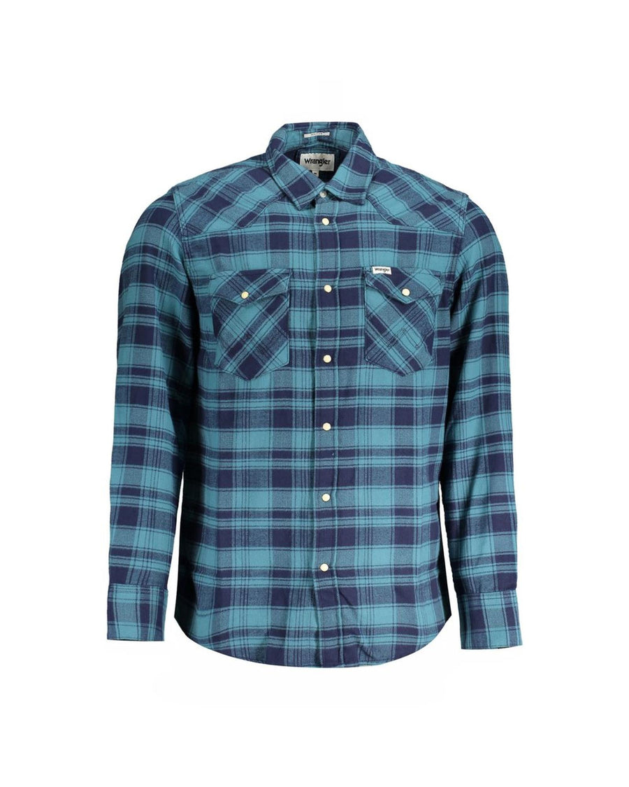 Wrangler Men's Blue Cotton Shirt - M