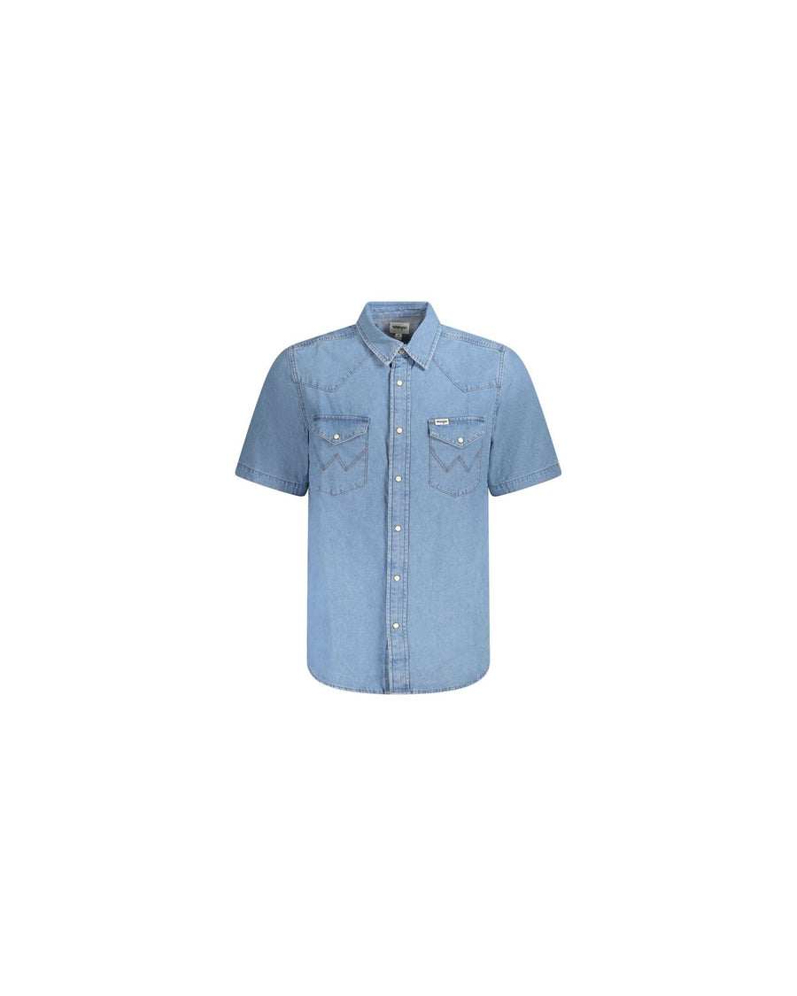Wrangler Men's Light Blue Cotton Shirt - S