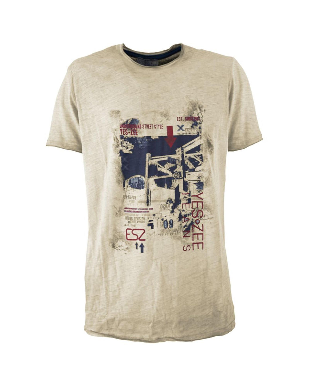 Yes Zee Men's Beige Cotton T-Shirt - XL