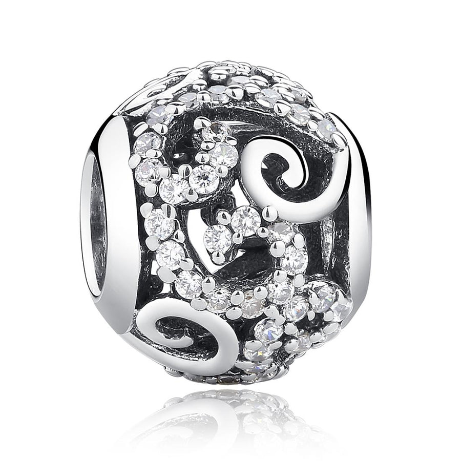 925 Sterling Silver Diamond Inlaid Bead Bracelet Accessory