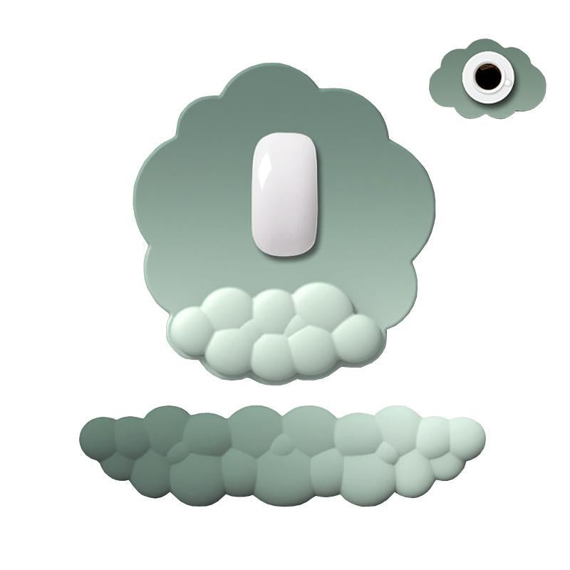 3 Piece Cloudy Gradient Memory Foam Wrist & Mouse Pad Set Blue+Gray - Green