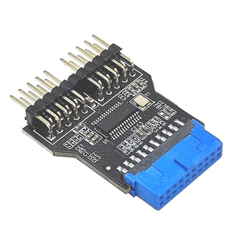 Usb3.0 19Pin To Dual 9Pin Header Board 1 To 2 Male Usb 2.0 Hub