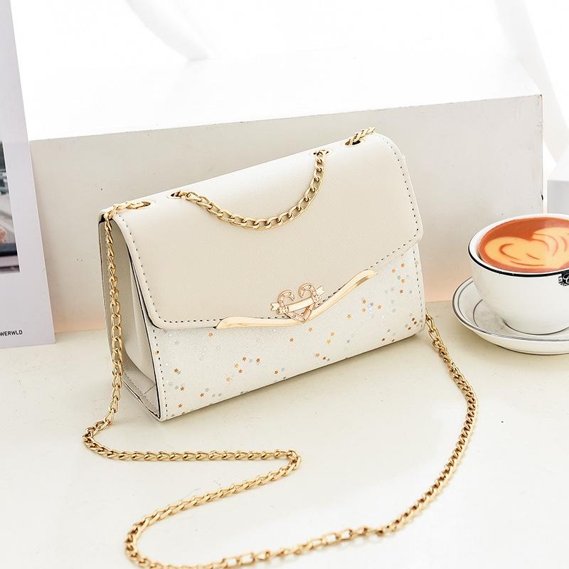 Sequined Messenger Shoulder Bag For Women Beige - Beige