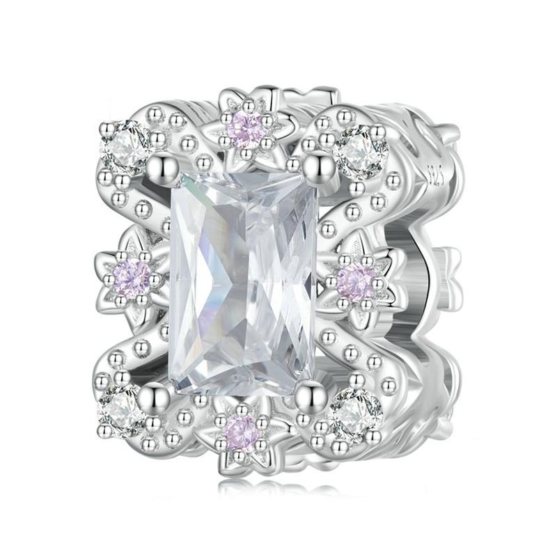 925 Sterling Silver Flower Zirconia Bracelet In Plating