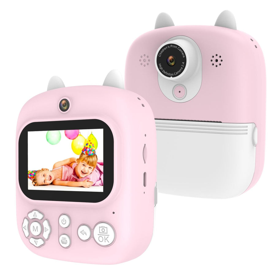 32g Instant Camera with 2.4 Display & Card Reader for Kids - 1200w Blue - Standard Pink