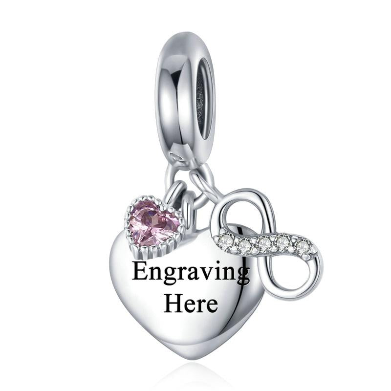 925 Sterling Silver Endless Heart Zircon Bracelet Pendant