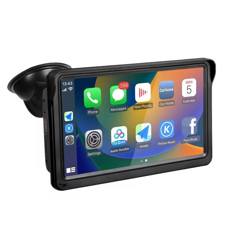 7 Inch Bluetooth 5.0 Carplay Monitor - Portable Compatible With Most Vehicles - Display
