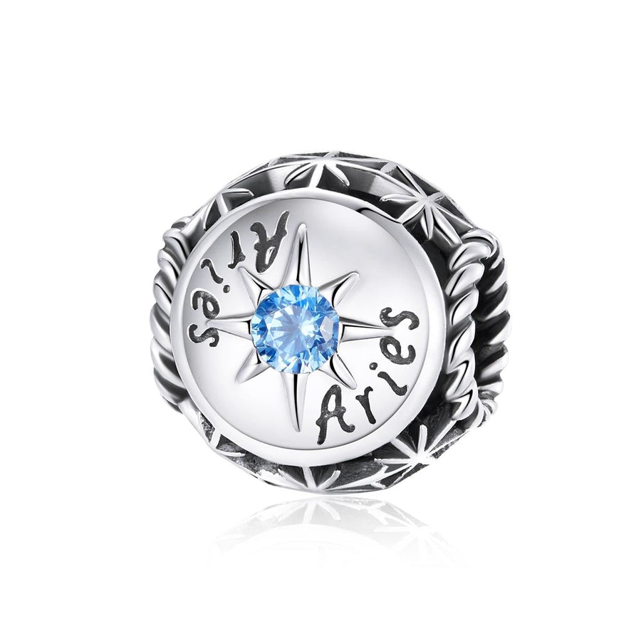 925 Sterling Silver Zodiac Zircon Bead Bracelet / Necklace Set Aries Style - Aries