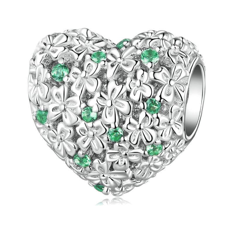 925 Sterling Silver Green Zircon Clover Beads