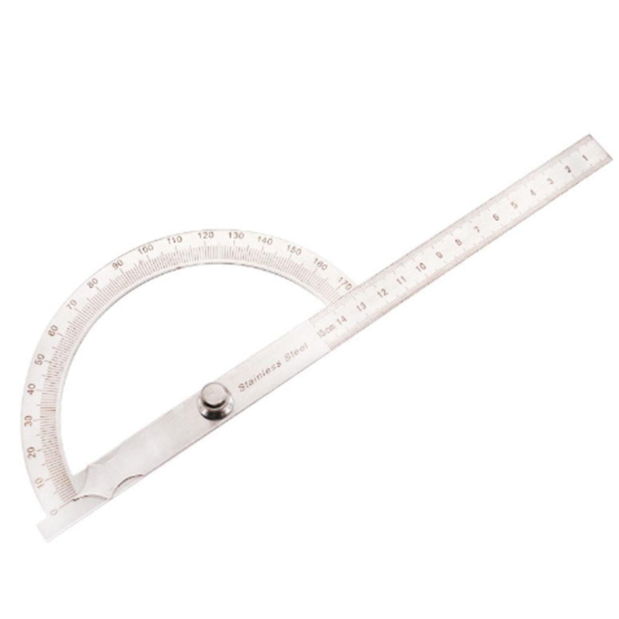 Stainless Steel Protractor with 0-150mm Arm for 0-180 Degree Angles