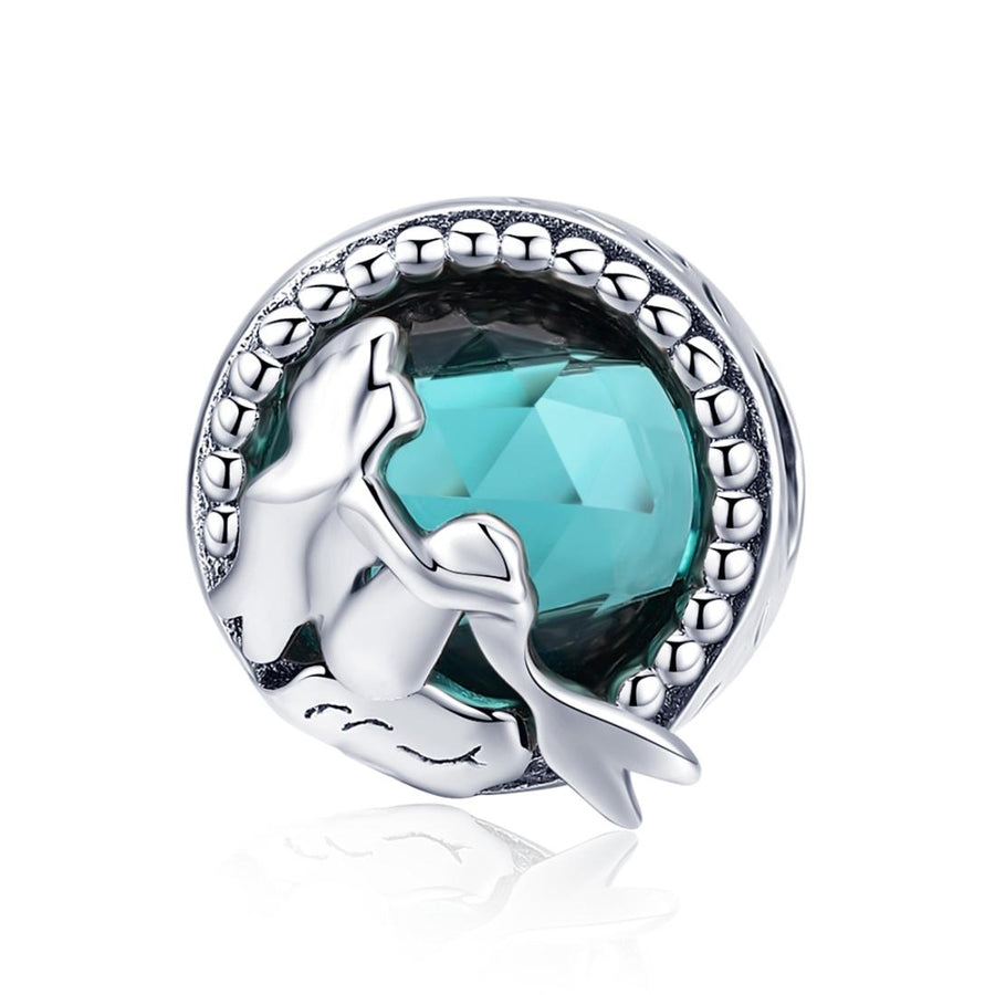 925 Sterling Silver Green Mermaid Beaded Bracelet Charms