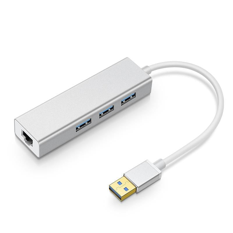 3-Port Usb 3.0 + Rj45 External Hub For Laptops