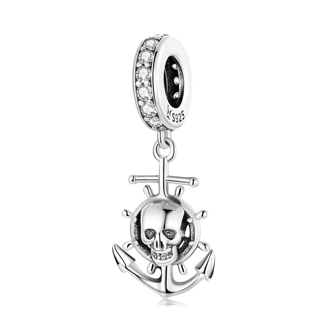 925 Sterling Silver Pirate Skull Pendant For Bracelet Or Necklace