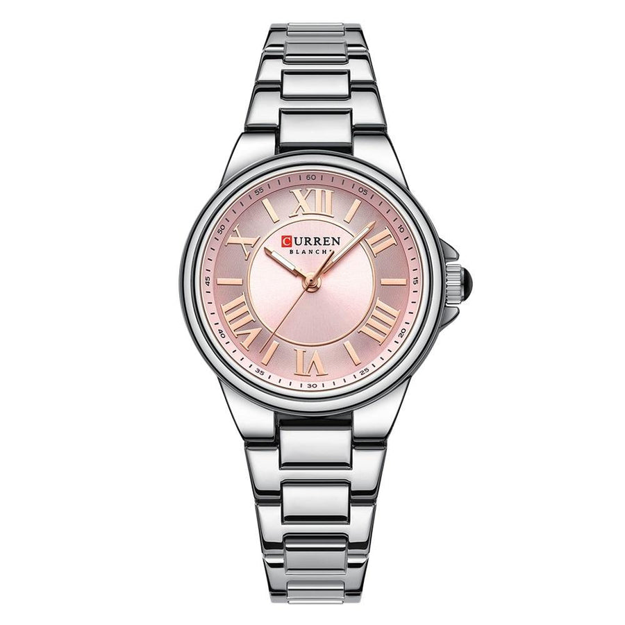 Waterproof Women Watch with Steel Strap - Casual Design - White Shell Pink