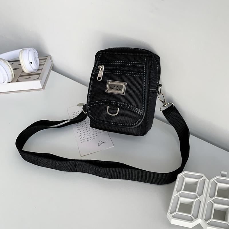 Compact Black Oxford Shoulder Crossbody Backpack With Single Strap For Men - Black Small