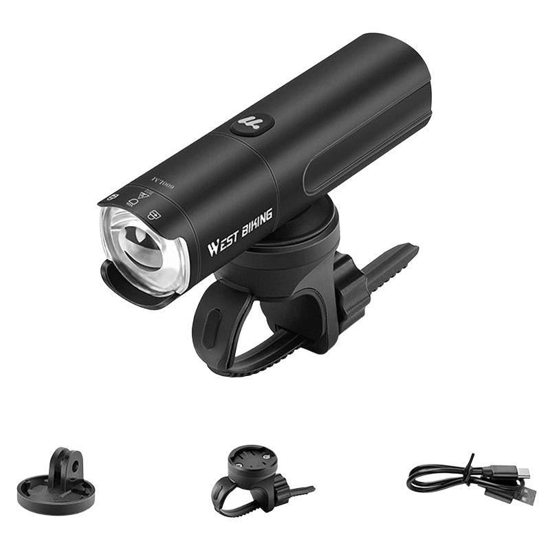 400 Lumens Rechargeable Bike Headlight With Power Reminder - 600 Lumens