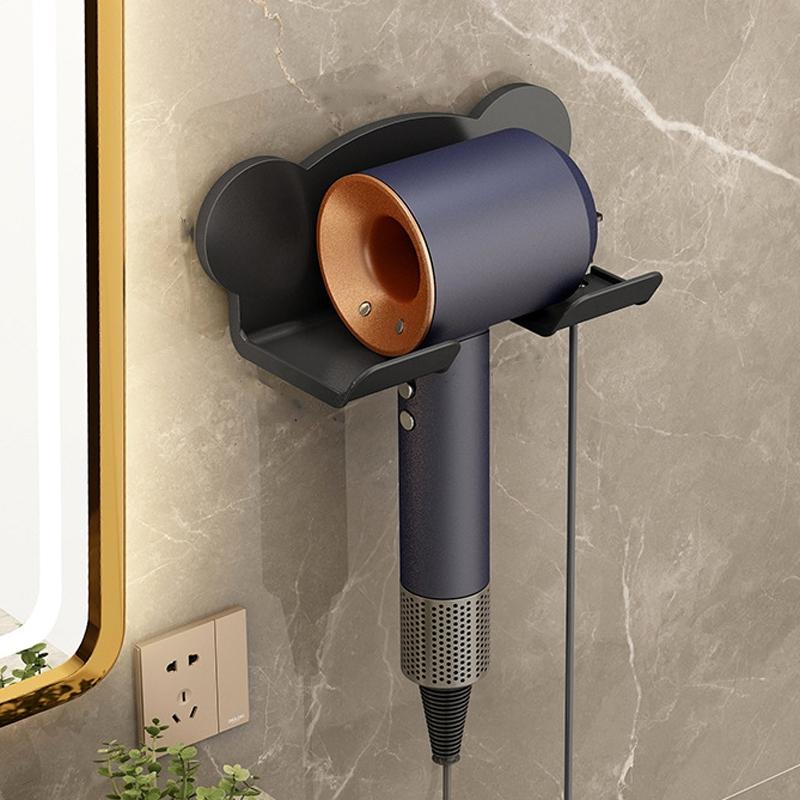 Wall Mounted Holder For Dyson Hair Dryer Bathroom Storage Rack Simple Black - Simple Black