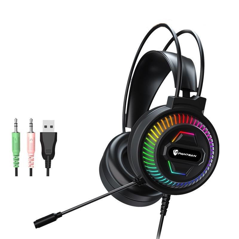 Usb Head-Mounted Rgb Headset 3.5Mm Wired Luminous Black