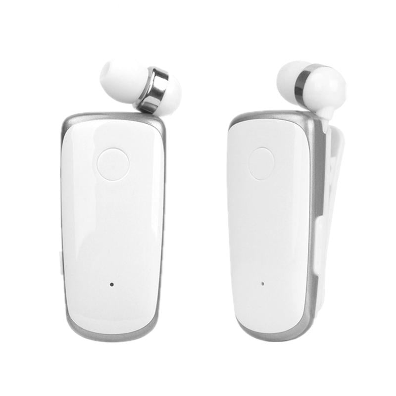 Wireless Bluetooth In-ear Earphone with Vibrating Alert and Hands-free Clip - White