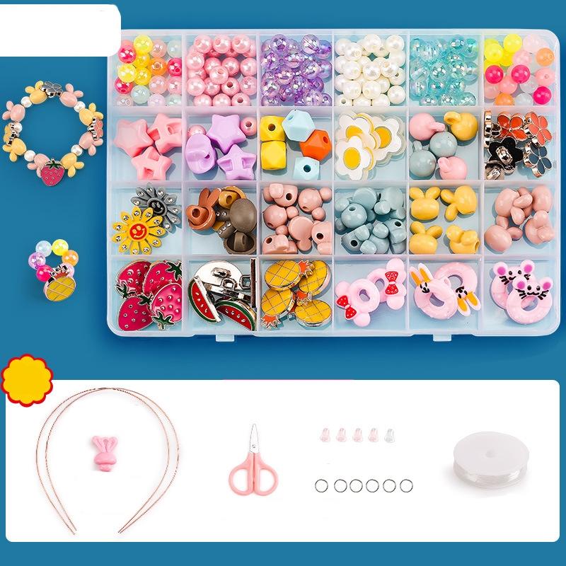 Diy Beaded Jewelry Set For Kids 24 Grids Fruit & Seasons