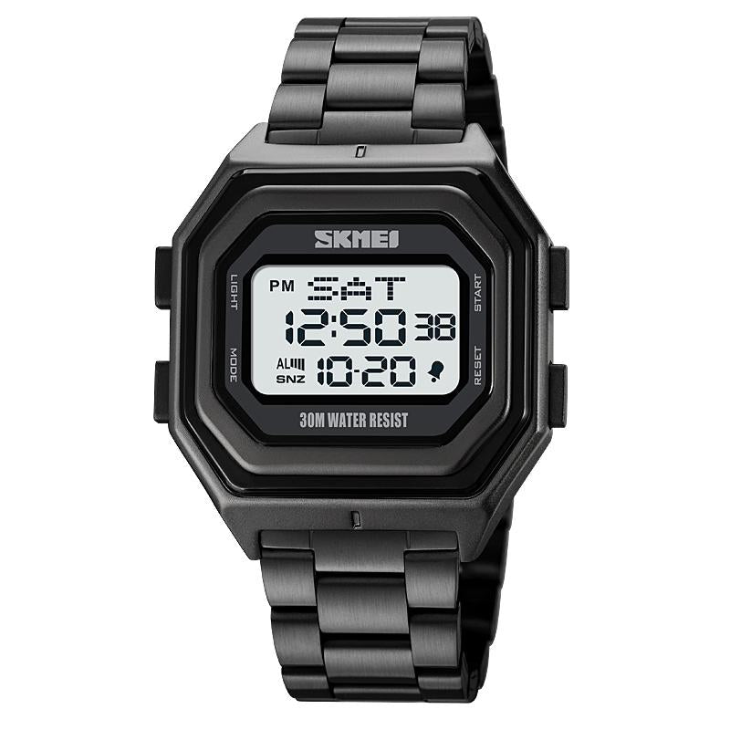 Multi-functional Outdoor Men Watch with Electronic Timing and Steel Band