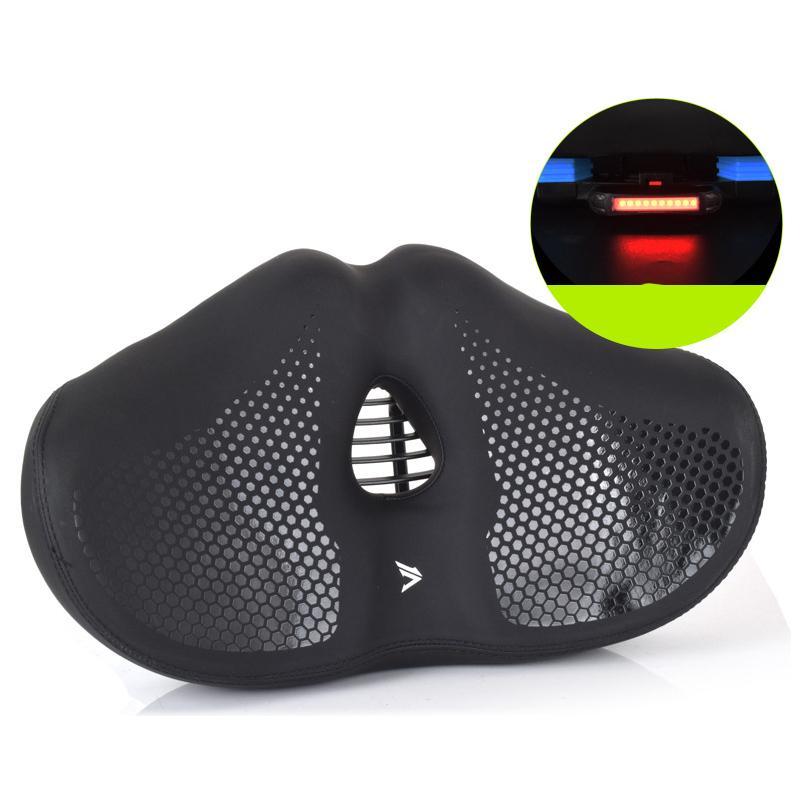 Thickened Mountain Bike Saddle Black - Black+Tail Light