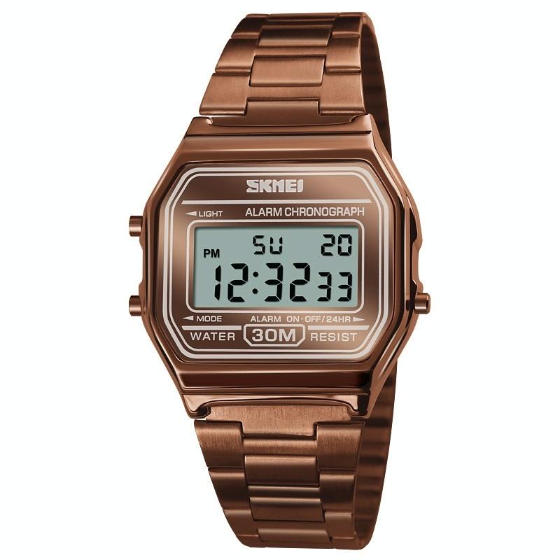 Waterproof Steel Band Men Electronic Watch - Coffee Gold