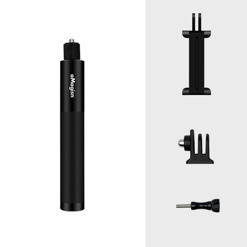 70cm Straight Pull Selfie Stick for Sports Cameras with 3 Jaw Screw - Rod+1/4 Turn 3 Jaw+Screw+Phone Clip