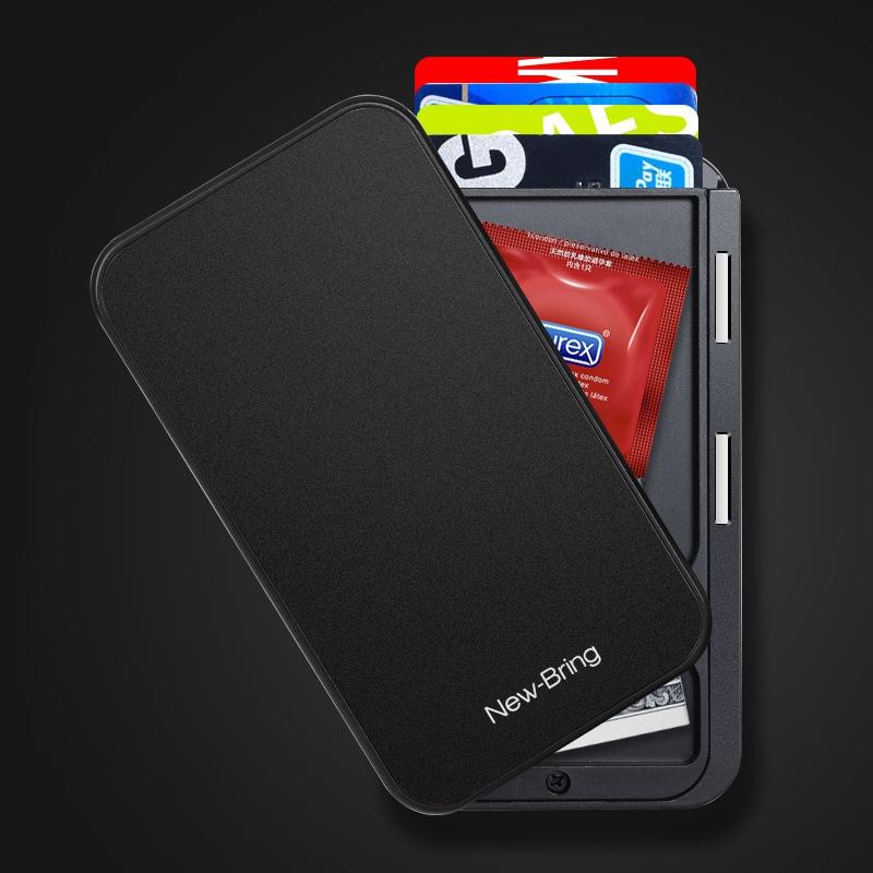 Rfid Blocking Metal Card Holder Automatic Shift Anti Theft Waterproof Black