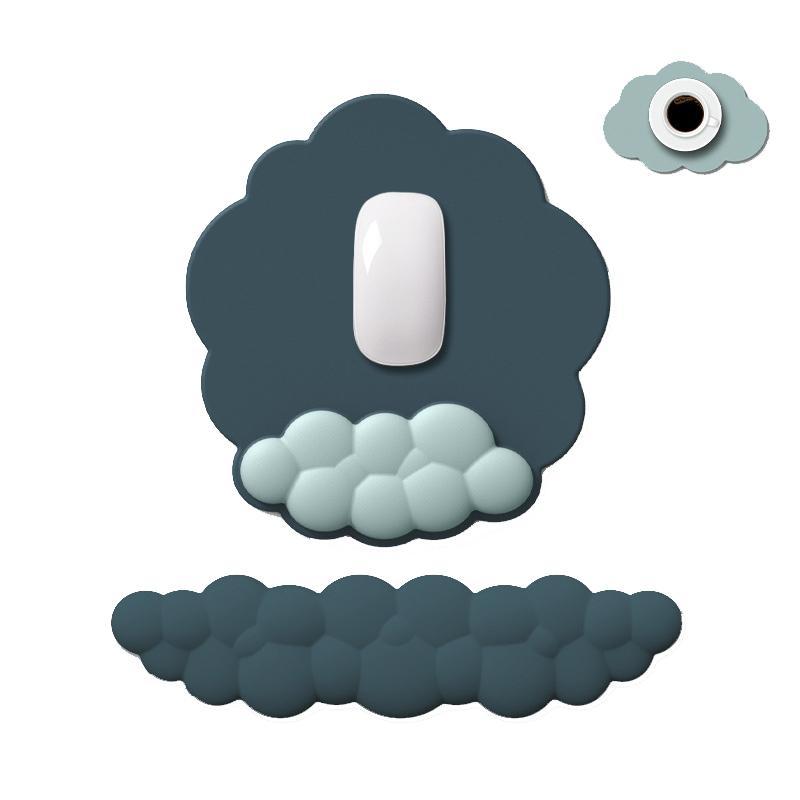 3 Piece Cloudy Gradient Memory Foam Wrist & Mouse Pad Set Blue+Gray - Model 8