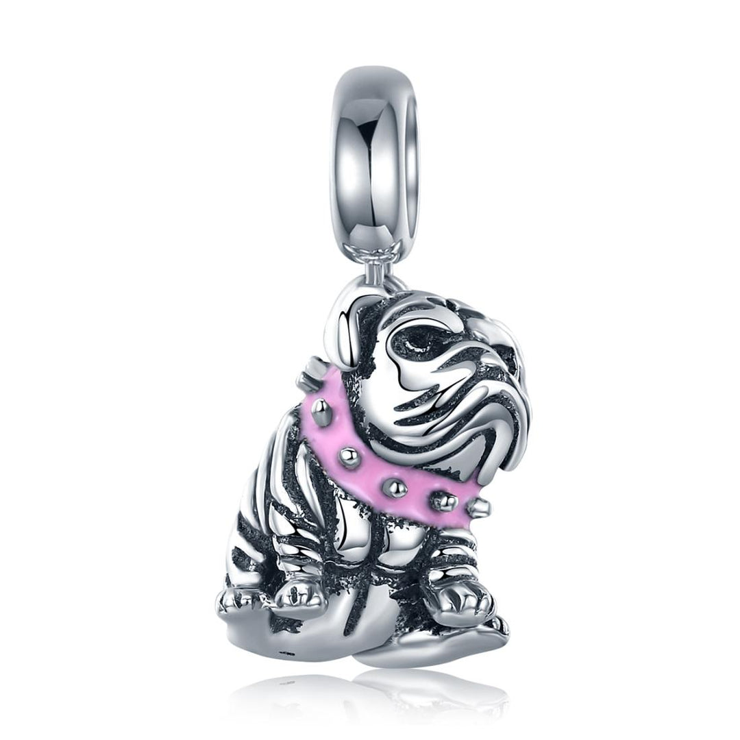 925 Sterling Silver Bulldog Beaded Charm Bracelet
