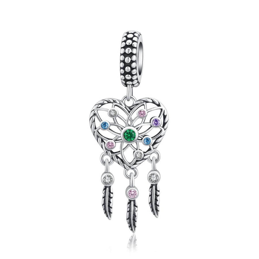 925 Sterling Silver Tassel Dream Catcher Bracelet Charm