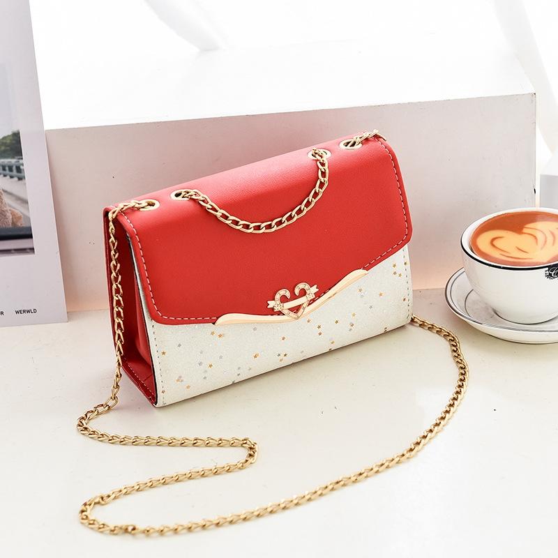 Sequined Messenger Shoulder Bag For Women Beige - Red