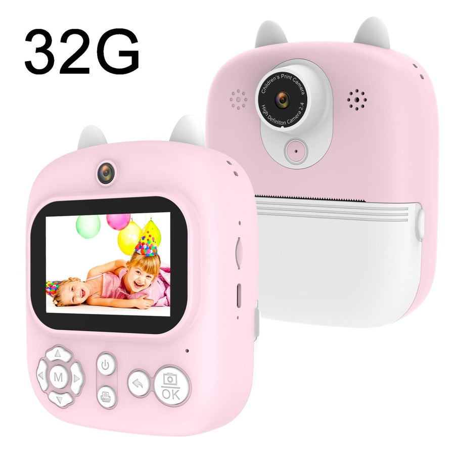 32g Instant Camera with 2.4 Display & Card Reader for Kids - 1200w Blue - 32G + Card Reader Pink