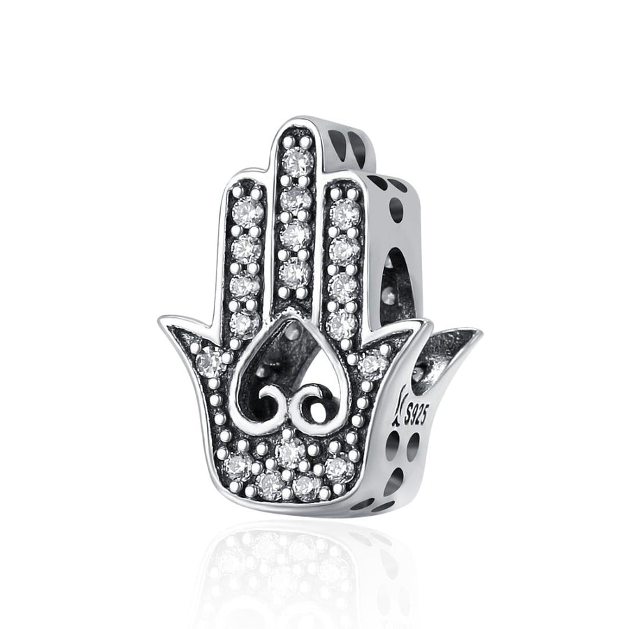 925 Sterling Silver Hand Of Fatima Beads For Diy Bracelets