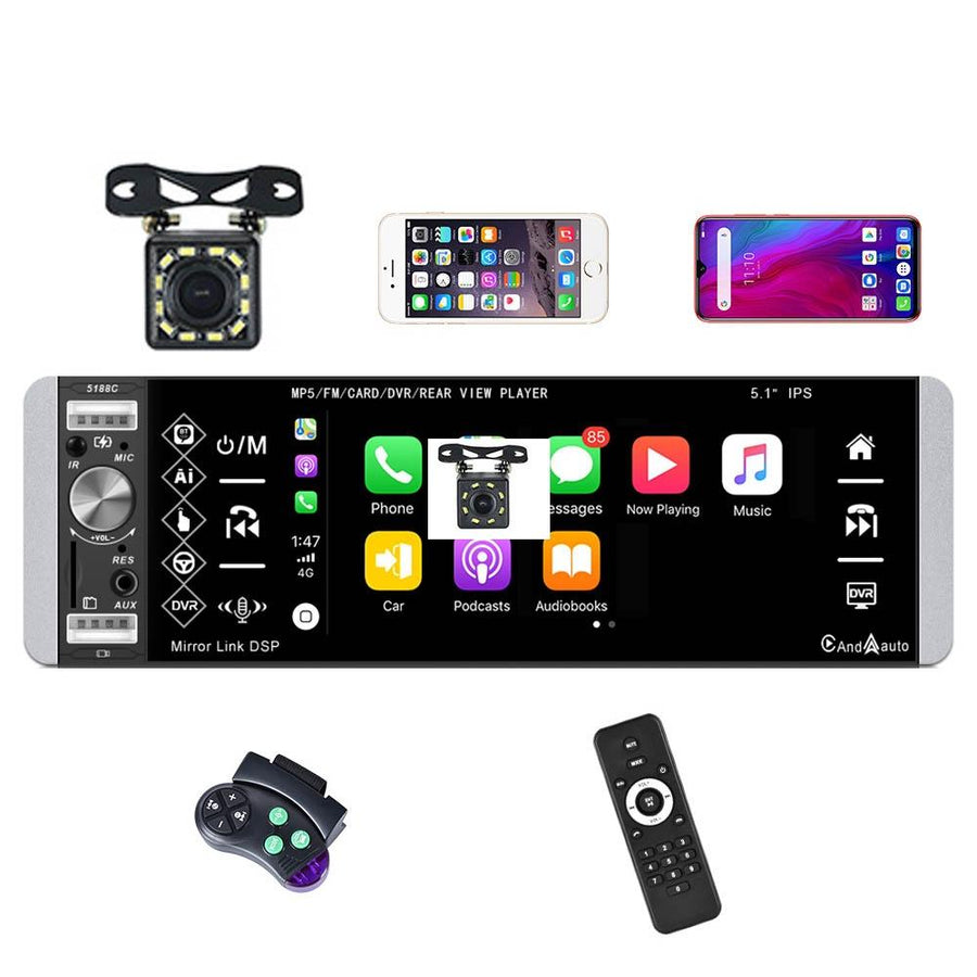 5.1 Inch Ips Capacitive Carplay Player + 12 Light Camera - Standard