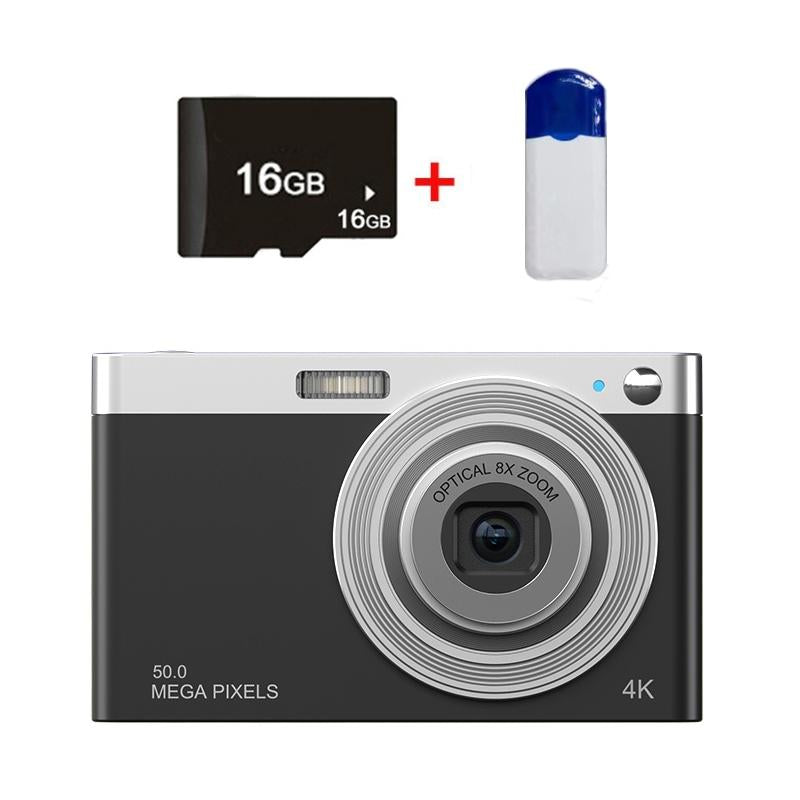 4k 8x Optical Zoom Telescopic Lens Digital Camera with Card Reader & 16g - Black