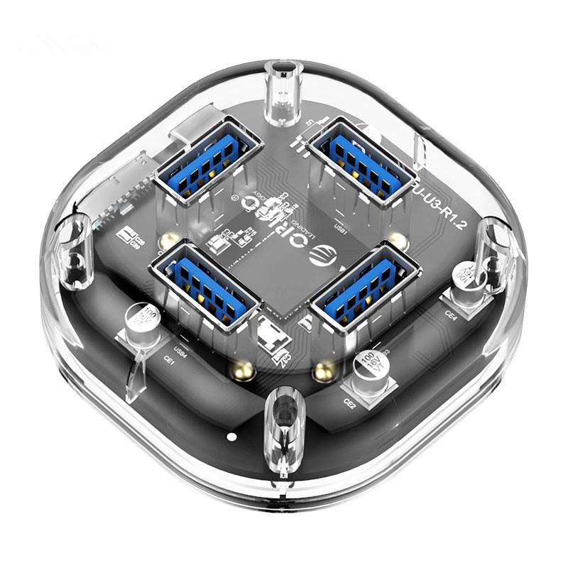 Transparent 4-Port Usb 3.0 Hub
