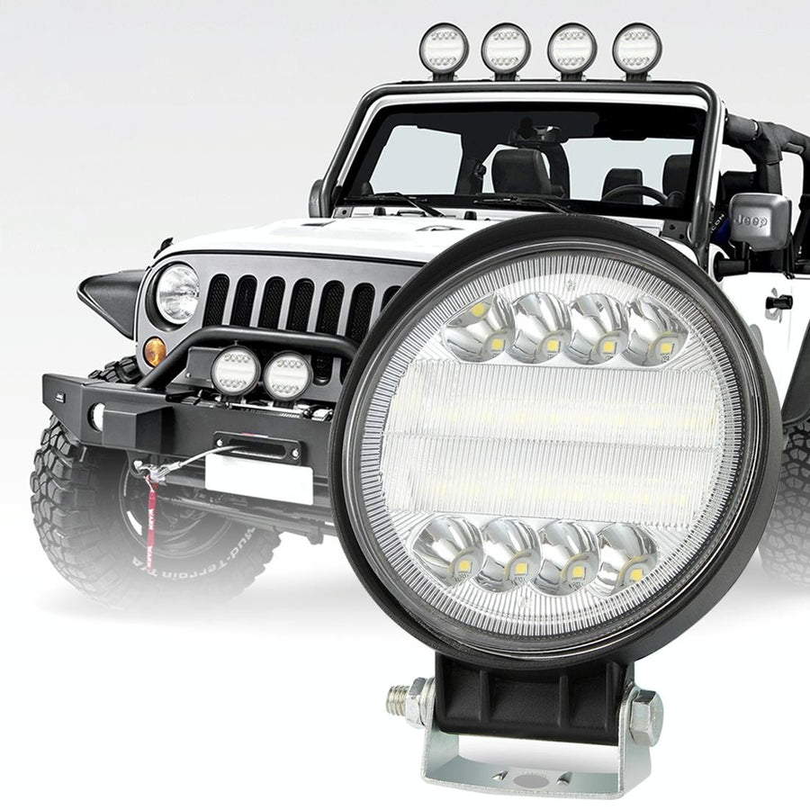 2 Pcs 4 Inch 15W Spot / Flood Light White Light Round - Shaped Waterproof Car Suv Work Lights Spotlight Led Bulbs Dc 9 -