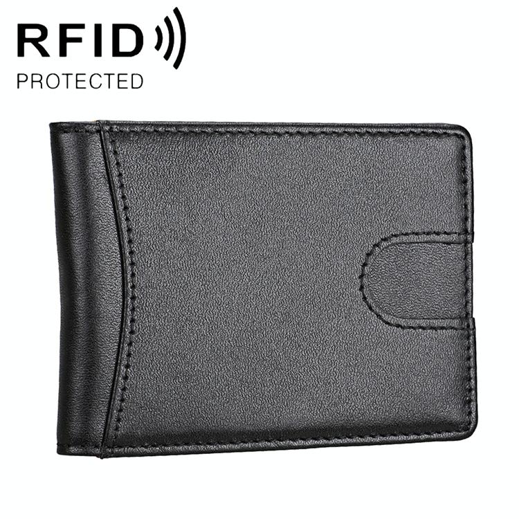 Mini Crazy Horse Leather Rfid Wallet - Antimagnetic