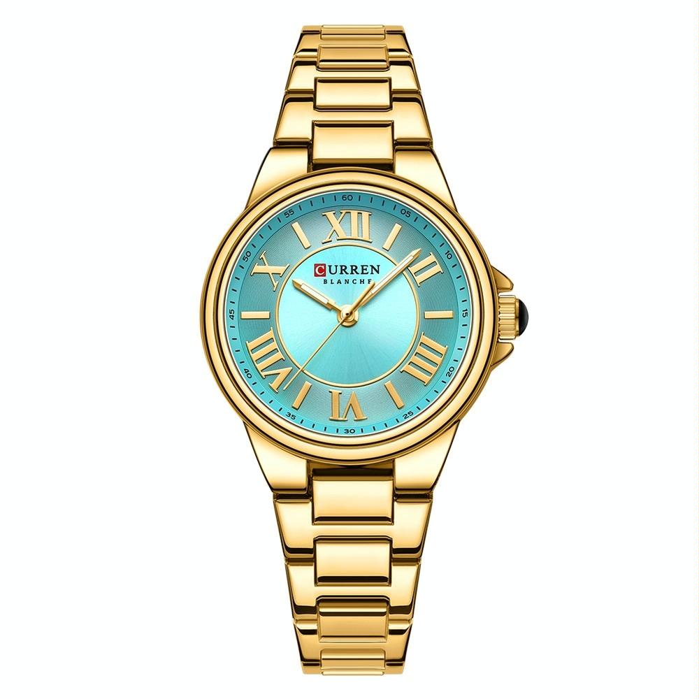 Waterproof Women Watch with Steel Strap - Casual Design - Rose Shell Blue