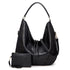 Large Capacity Pu Leather Tote Bag Black - 2 In 1 Black