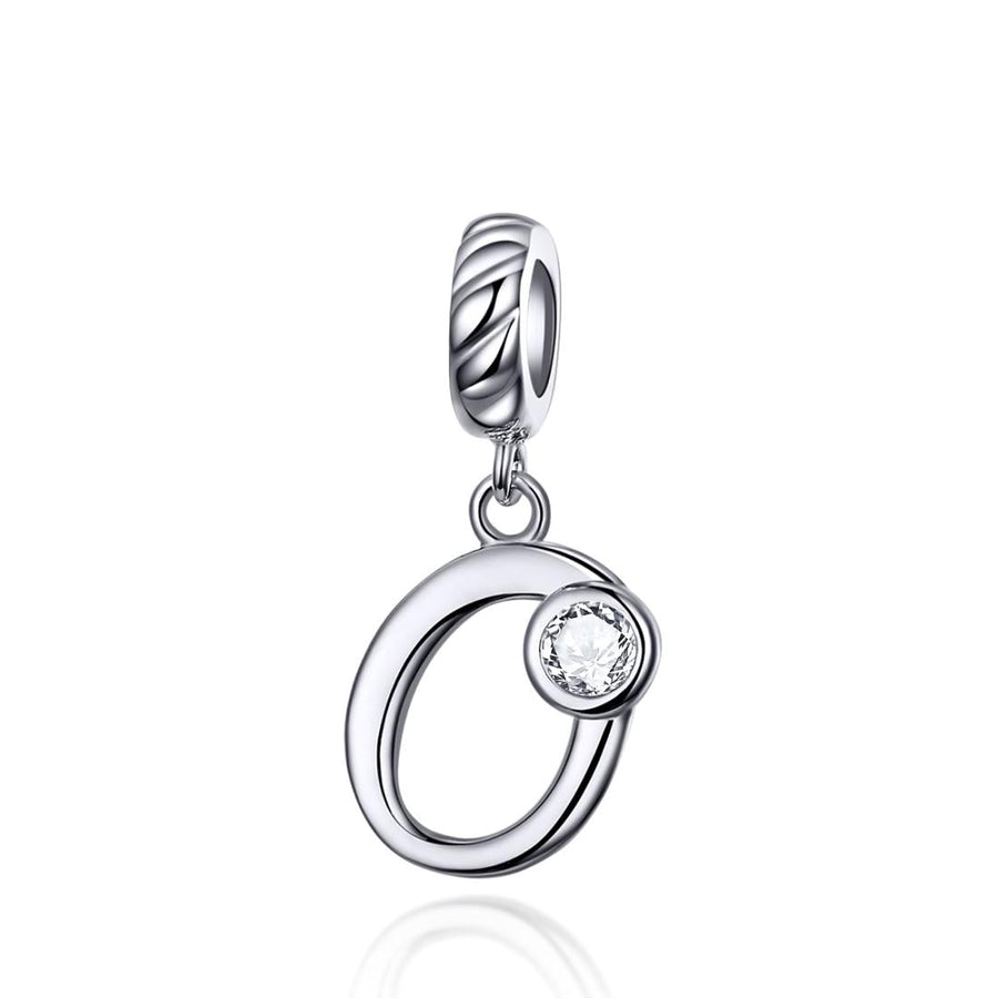 925 Sterling Silver Personalized Letter Pendant For Diy Bracelets & Necklaces Style - O