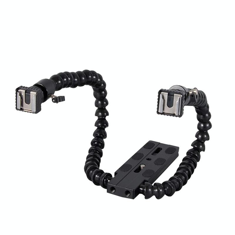 Adjustable Dual Arm Flash Bracket Mount For Hot Shoe