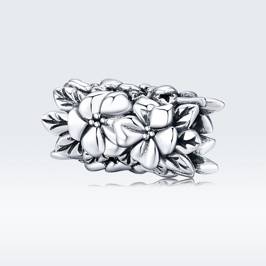 925 Sterling Silver Flower Bead Bracelet & Necklace Set