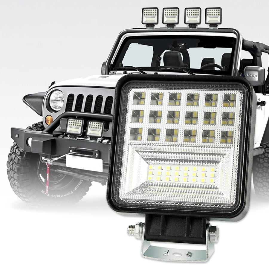 2 Pcs 4 Inch 20W Spot / Flood Light White Light Square - Shaped Waterproof Car Suv Work Lights Spotlight Led Bulbs Dc 9 