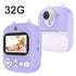 32g Instant Camera with 2.4 Display & Card Reader for Kids - 1200w Blue - 32G + Card Reader Purple
